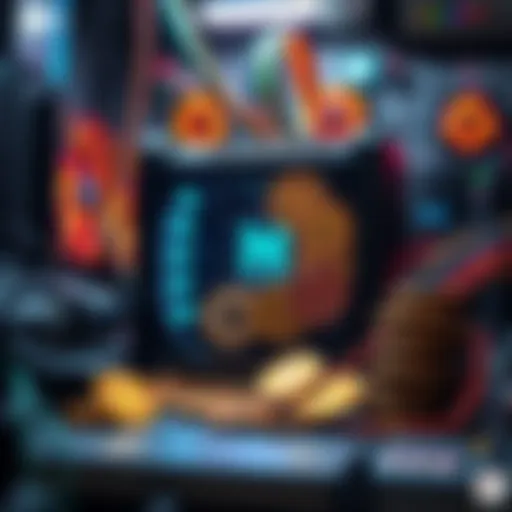 A Nano3s miner displaying various cryptocurrency coins such as wojak and maza, surrounded by mining equipment.