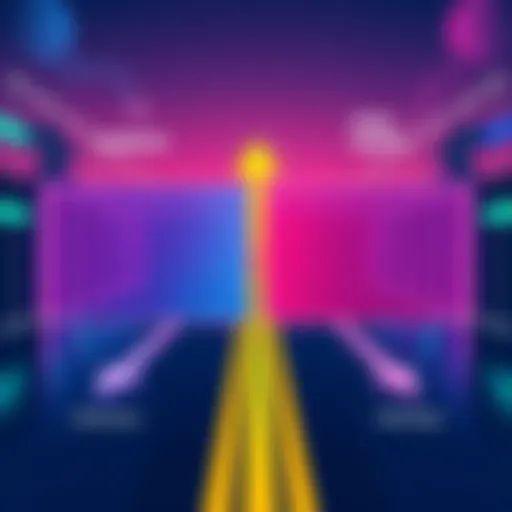 Illustration showing narrow and wide ranges on Uniswap V3 with arrows indicating fee efficiency