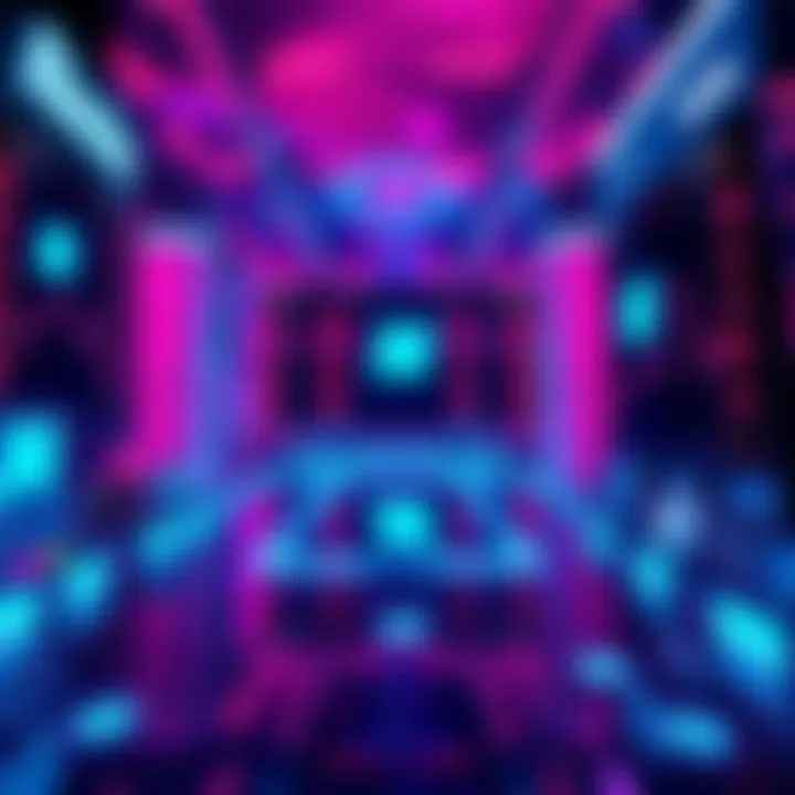 An illustration of a digital stock market featuring tokenized securities and blockchain elements