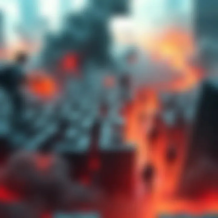 A symbolic representation of societal chaos featuring a maze with individuals finding paths to success, embodying the struggle and triumph amidst chaos.