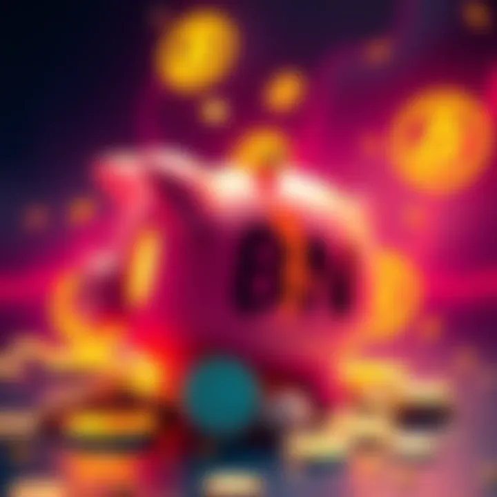 A visual representation of lost BNB in a honeypot scam, featuring a broken piggy bank and digital currency symbols