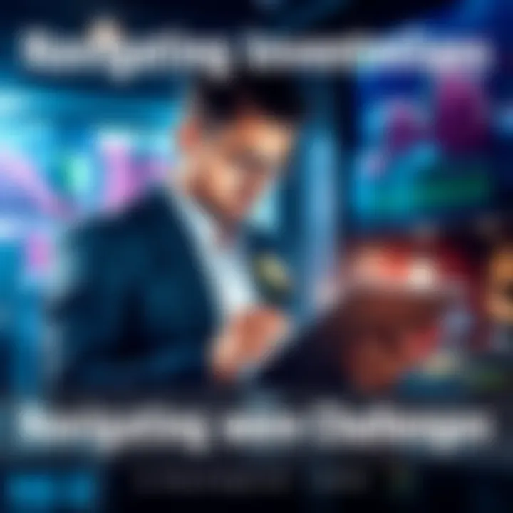 A thoughtful investor assessing market trends and strategies on a digital tablet.