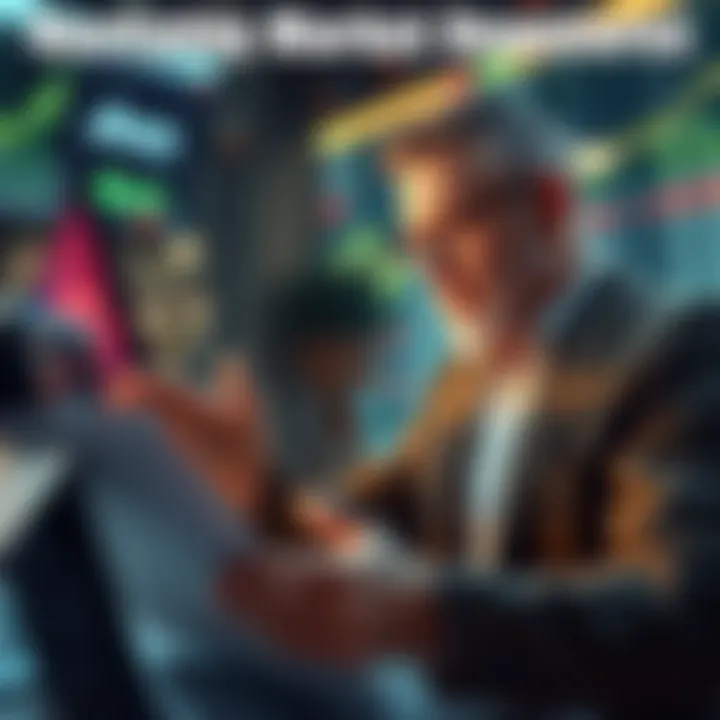 An experienced investor analyzing market trends calmly amid turbulence