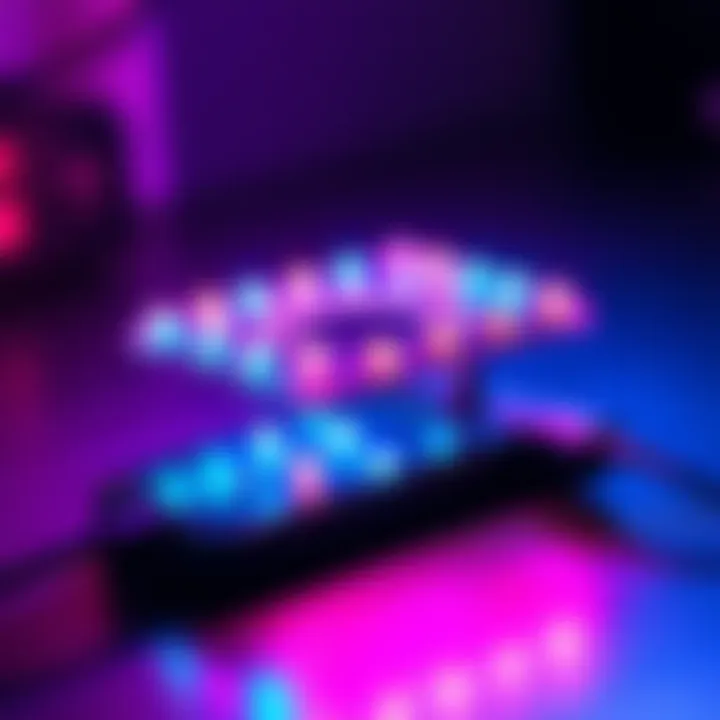 A Neopixel blade installed and charging, showcasing the LED lights and power connection