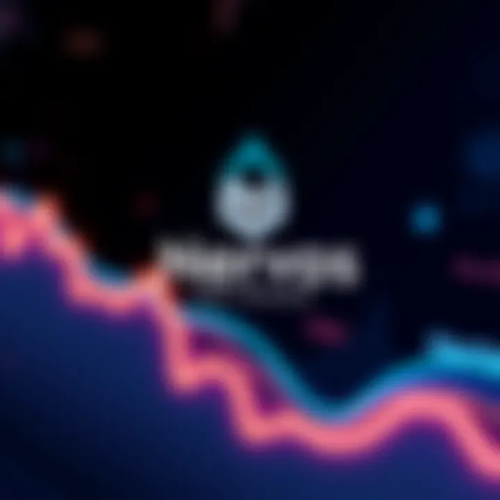 Nervos Network logo depicted with a falling graph line to represent declining performance in the cryptocurrency market.