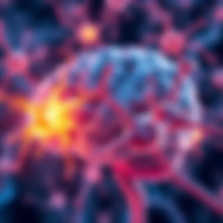 Illustration showing neurons communicating with each other through synapses in the brain.