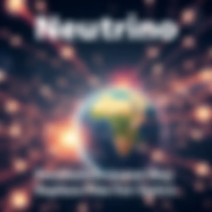 An illustration showing neutrinos traveling through the Earth for communication, symbolizing faster global connections.