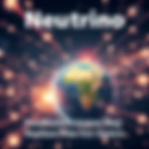 Neutrino Communication Concept An illustration showing neutrinos traveling through the Earth for communication, symbolizing faster global connections.