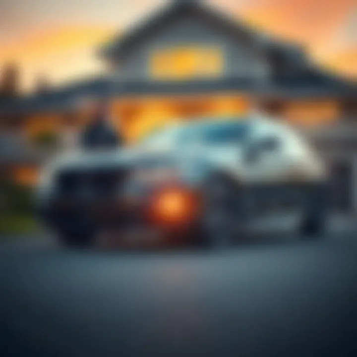 A person stands proudly next to their new BMW parked in the driveway of a home, showcasing their achievement from crypto investments.