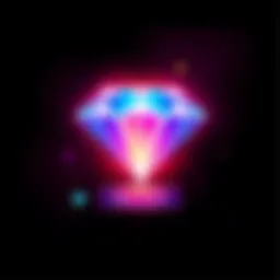 Graphic showing a diamond icon representing the new feature with a click button