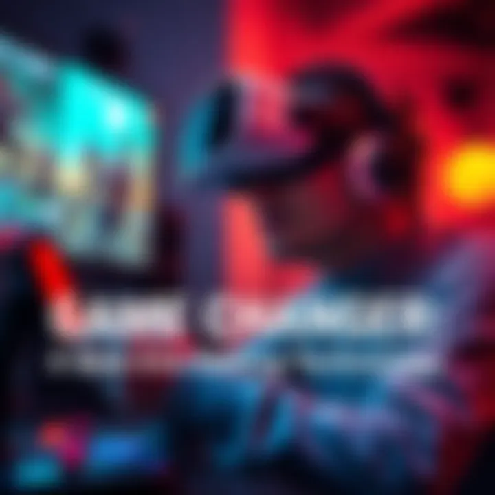 New Gaming Technology A person playing a video game with advanced graphics and VR headset