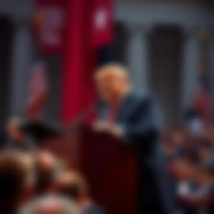 The new governor stands at the podium during the inauguration ceremony, addressing the crowd with a confident smile.