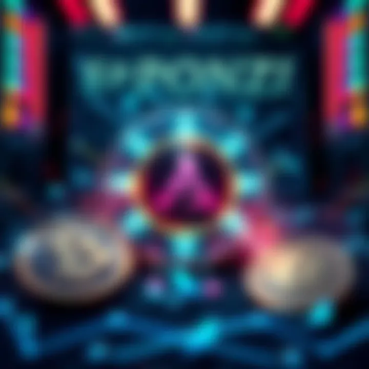 Graphic showing the $PONZI coin symbol and features like liquidity addition and locked funds