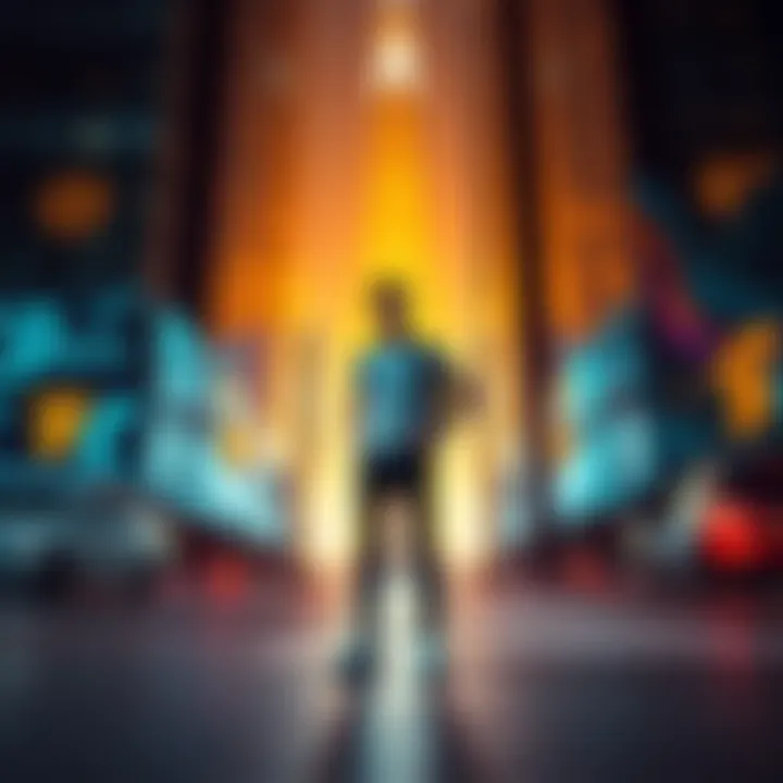 A person standing confidently in a modern urban environment, symbolizing personal autonomy and freedom in a decentralized world.