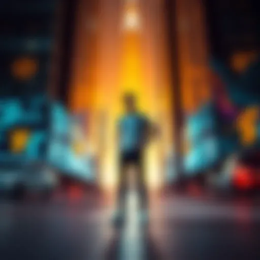 New Sovereign Individual Concept A person standing confidently in a modern urban environment, symbolizing personal autonomy and freedom in a decentralized world.