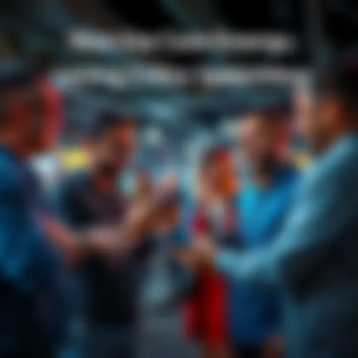 A group of people enthusiastically discussing a new technology use case, demonstrating its practical application in a real-world setting.
