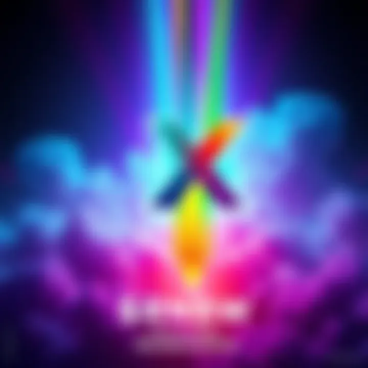 Colorful promotional banner for the new X launch featuring rainbowdotme and $RNBW prize pool information