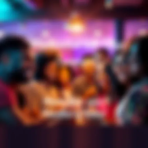 A group of diverse individuals smiling and connecting at a community event