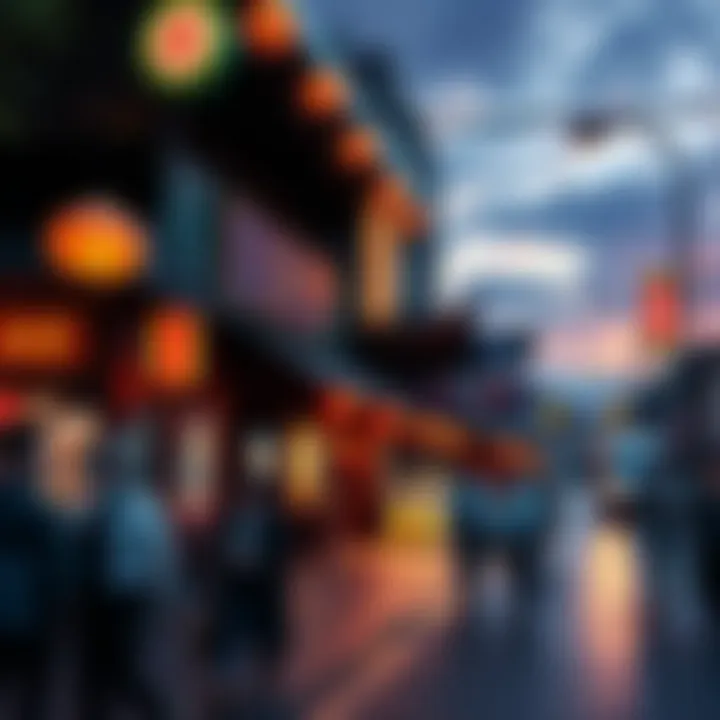 People walking near a newly upgraded parcel by a popular Chinese restaurant, enjoying the vibrant atmosphere