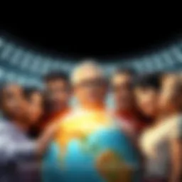 New Perspectives on Truths A group of diverse people looking at a globe with thoughtful expressions, symbolizing the search for new insights and ideas.