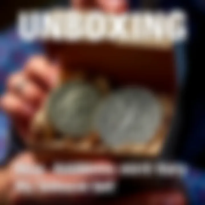 A person unboxing two coins: an Antiochos Hierax and a Lysimachus tetradrachm, displayed together with excitement.