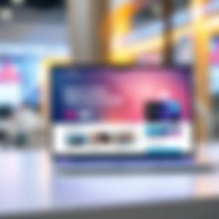 A bright, modern start-up page showcasing sleek features and a user-friendly layout on a laptop screen