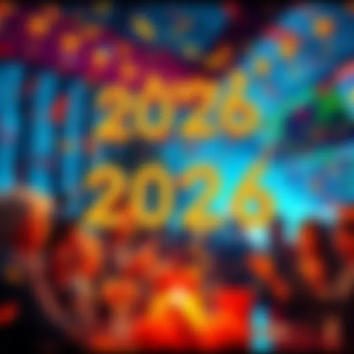 A festive scene of traders celebrating the arrival of 2026 with confetti and drinks, symbolizing hope and success for the new year.