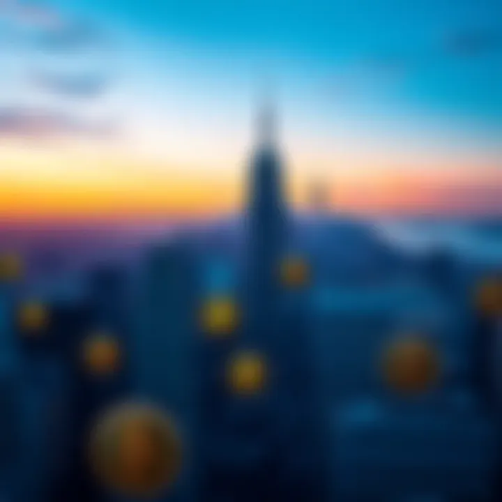 A graphic showing New York City skyline with digital currency symbols overlayed, representing the new tax on digital assets starting in September 2025.