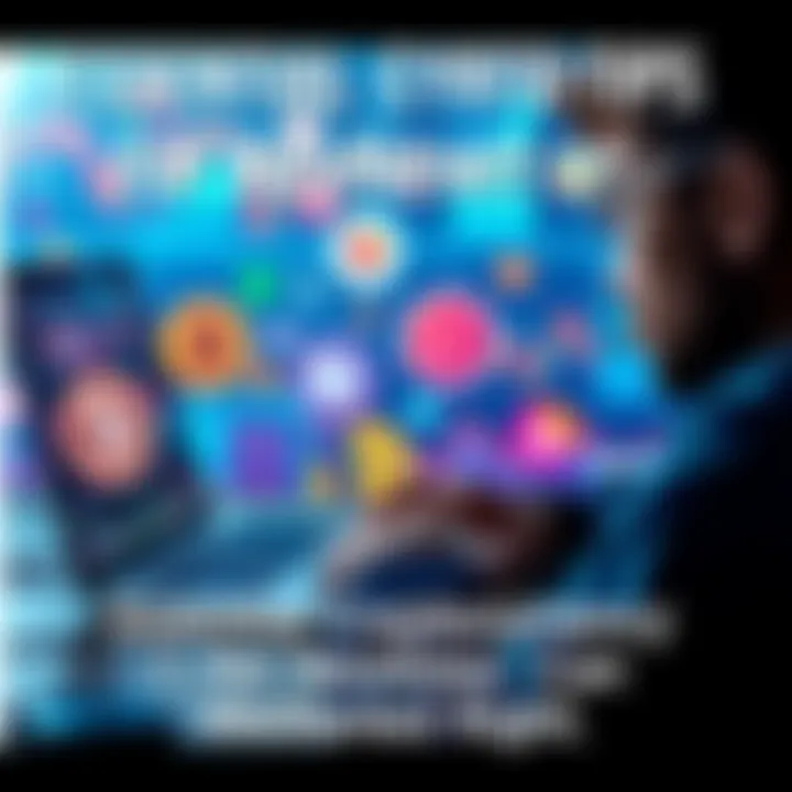 A person looking at a laptop screen with Bitcoin and other cryptocurrency logos, showing interest in the crypto market.