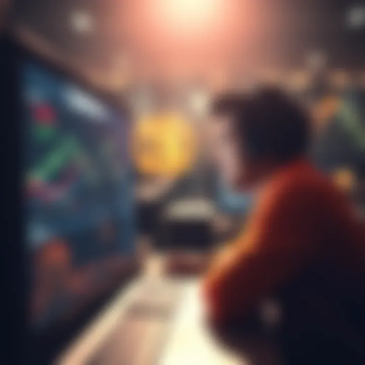 A person looking at a computer screen showing Coinbase with crypto charts and investment options, contemplating their first purchase.