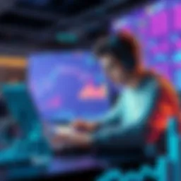 Beginner exploring safe decentralized finance strategies with a laptop and financial charts.