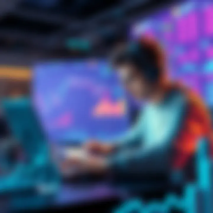 Beginner exploring safe decentralized finance strategies with a laptop and financial charts.