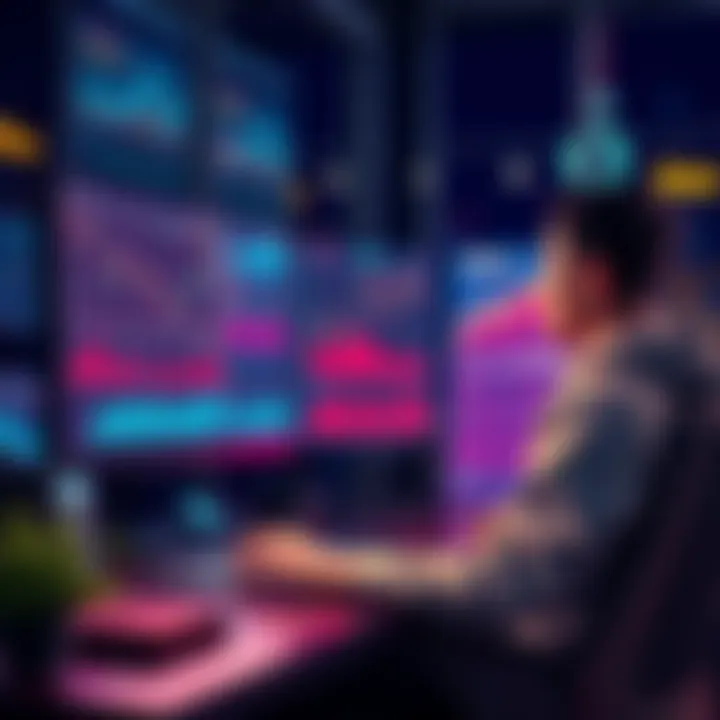 A person sitting at a computer, looking at cryptocurrency graphs and charts while taking notes, indicating a desire for guidance