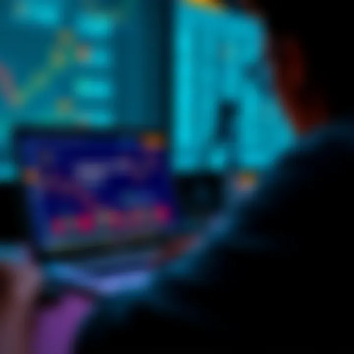 A person looking at a laptop screen displaying cryptocurrency charts and investment tips
