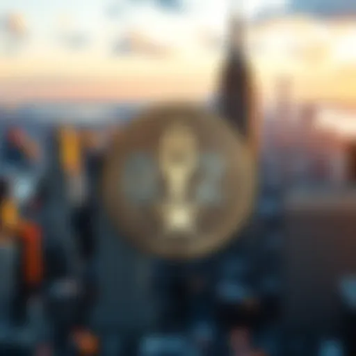 A graphic showing a 0.2% tax symbol overlaying a cryptocurrency coin with a backdrop of the New York skyline.