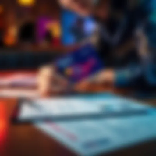 Person holding a Nexa card application with ID documents on a table