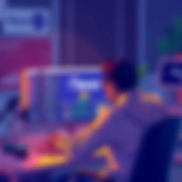 A person sitting at a desk, looking at a computer screen displaying the Nexa wallet with a loading symbol, indicating synchronization issues.