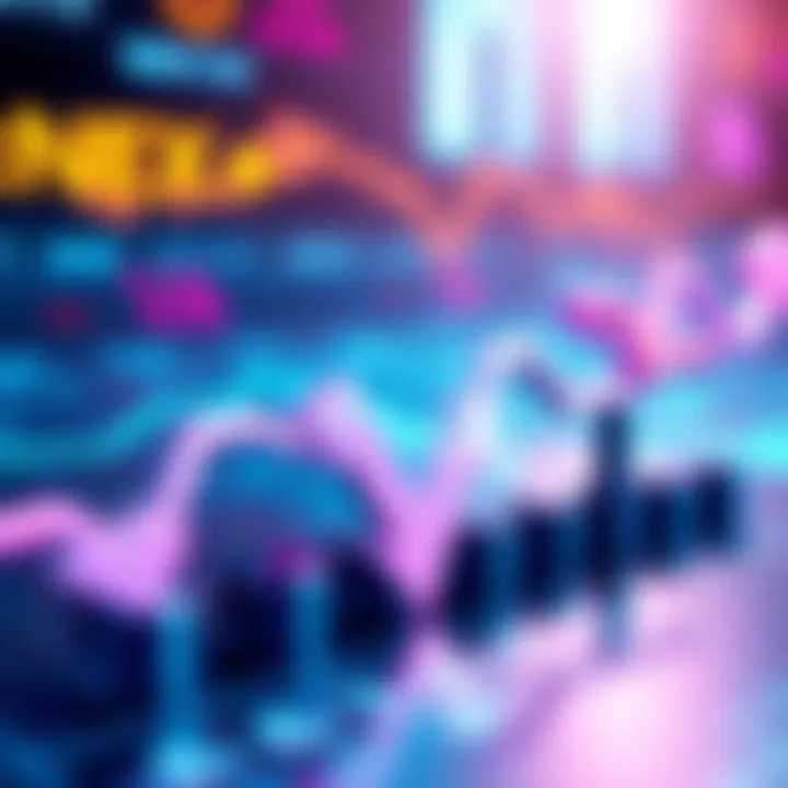 Depiction of Nexo's logo with declining graph trend and Euro and Pound currency symbols