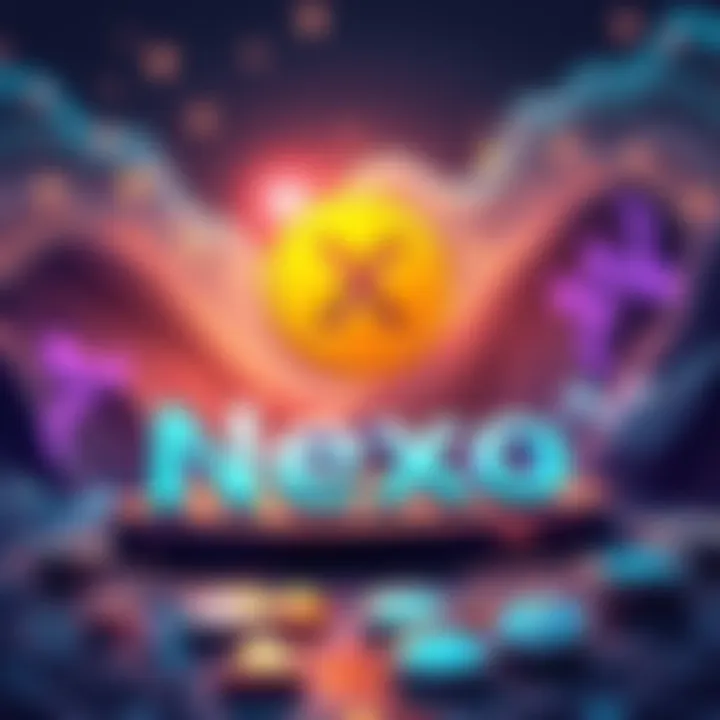 Illustration showing Nexo logo with EURC stablecoin and Base platform icons, symbolizing integration for transactions