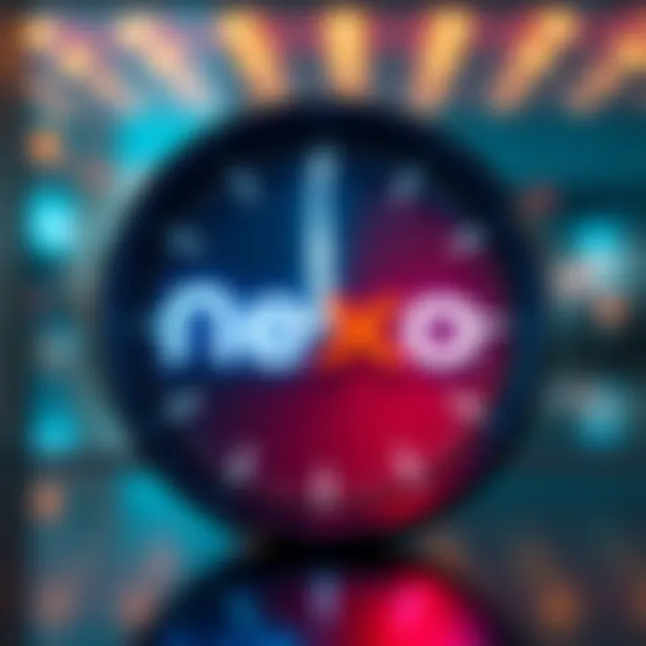 Nexo logo alongside a clock representing the 14-day waiting period for liquidation