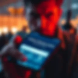 A close-up of a smartphone displaying the nexo-base com app with a concerned user looking at the screen.