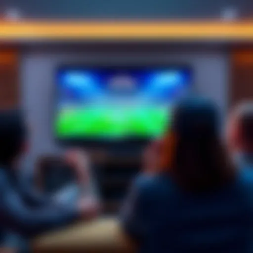 Viewers enjoying the NFL opener game in 4K HDR10 quality on a TV screen with excitement