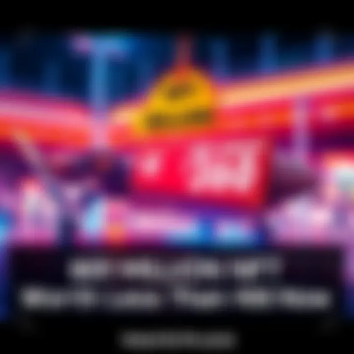 A graphic showing a luxury NFT with a price tag dropping from $69 million to under $100, highlighting the dramatic decline in value.