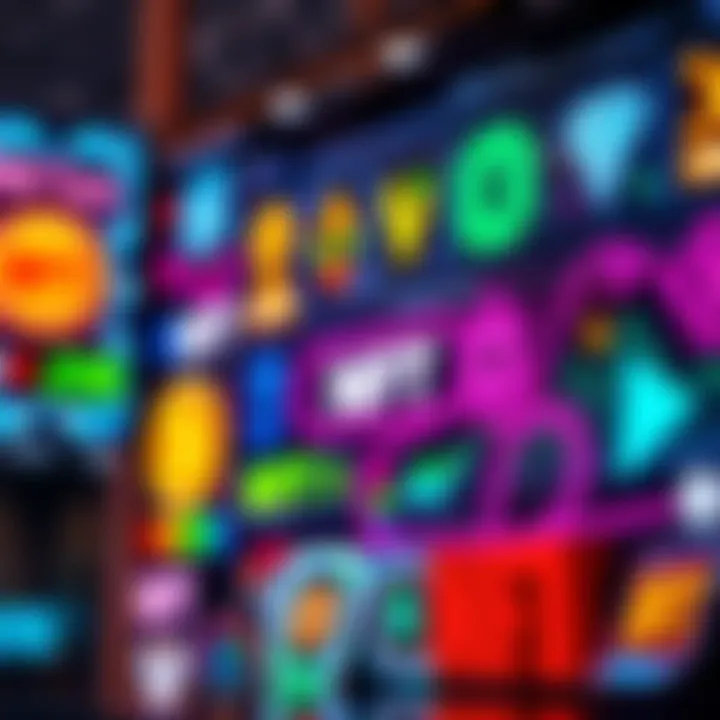 A colorful digital art display representing various NFTs, showcasing vibrant designs and patterns, symbolizing the current trends in the NFT market.