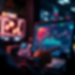 A person analyzing their NFT trading history on a web app, showing gains and losses on a digital screen.