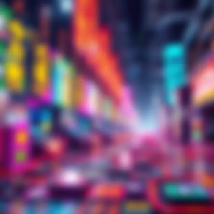 A digital artwork symbolizing NFTs, depicting colorful graphics and a blockchain theme, representing their status in 2025.