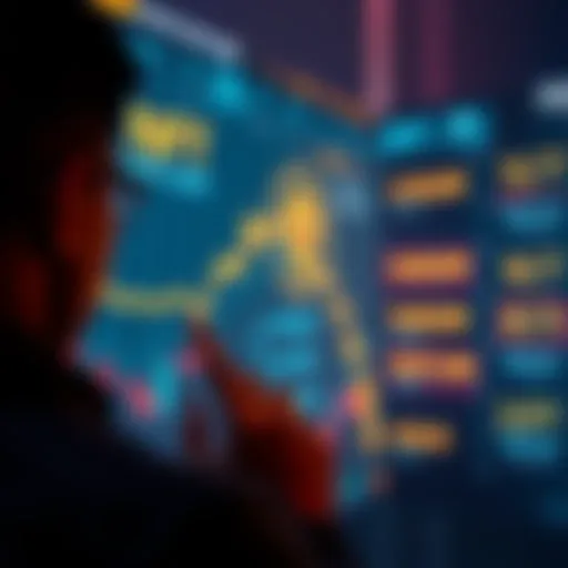 A person looking at a digital screen showing various NFTs and their values, with a concerned expression, symbolizing doubt in NFT utility.