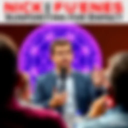 Nick Fuentes speaking to an audience about XMR, with a graphic of the XMR logo in the background