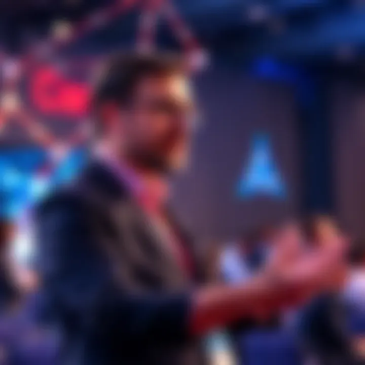 Nicolas Cerny explaining the decentralized governance of Cardano at a conference