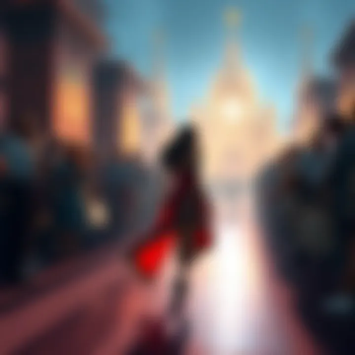 Nikki walks towards the Empire of Light, attracting attention from the crowd.